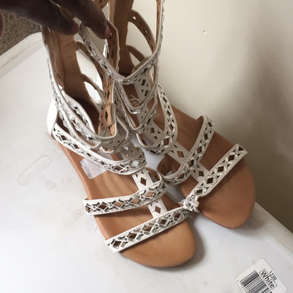 White glitter mid calf sandals - Picture 1 of 3